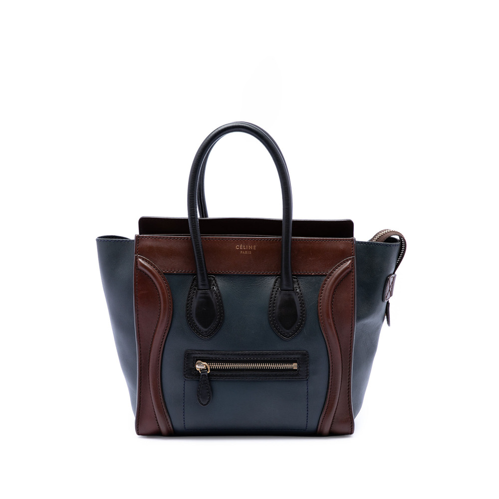 Pre-Loved Celine Mini Tricolor Leather Luggage Tote